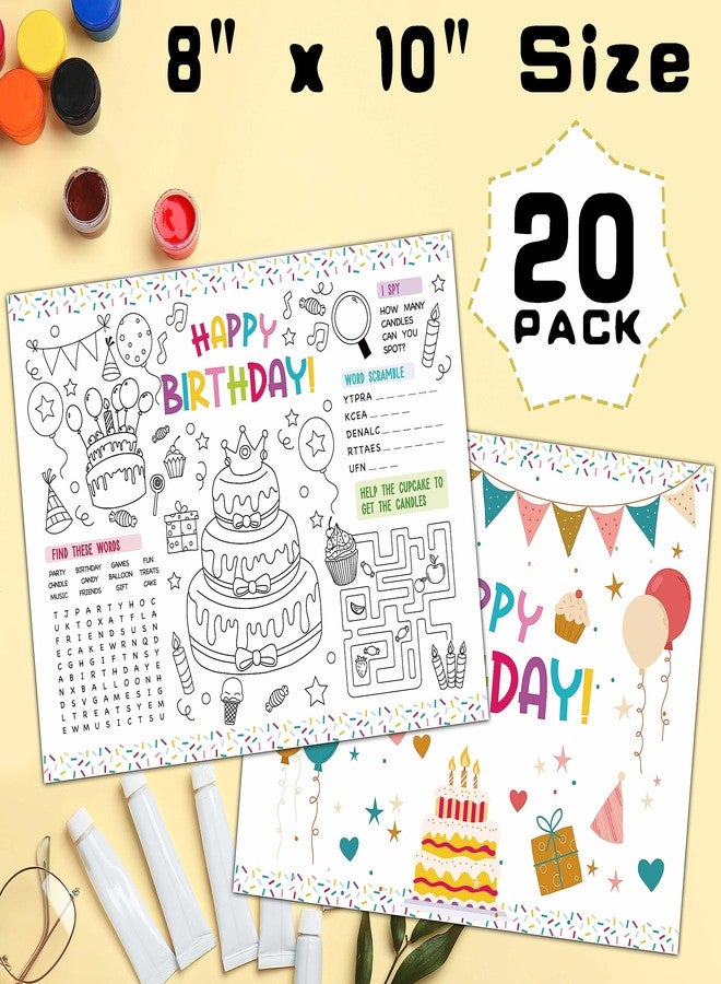 KFNER Birthday Coloring Paper Placemats, Birthday Party Coloring Sheets, Happy Birthday Activities for Kids, Paper Mats for Table Decorations, Home School Classroom Party Supplies -01 - Image 2